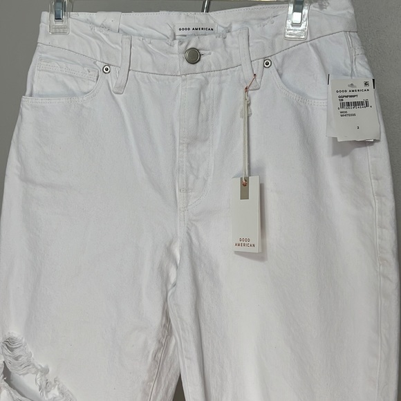 NWT Good American High Waist Distressed White Jeans Size 2/26 - Picture 3 of 12